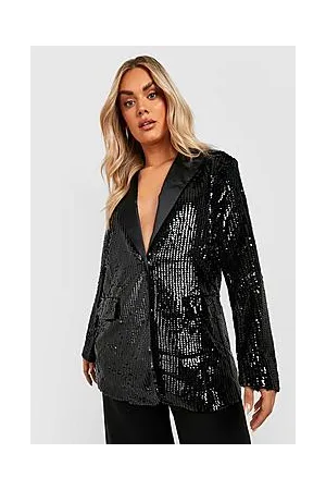 Boohoo Plus Matte Sequin Oversized Blazer