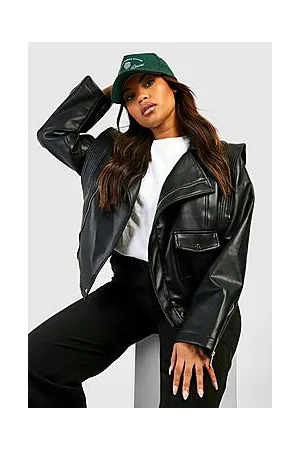 Boohoo Plus Pocket Front Faux PU Leather Jacket