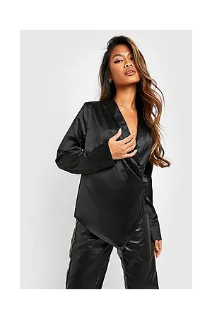 Boohoo Satin Drape Tie Side Blouse