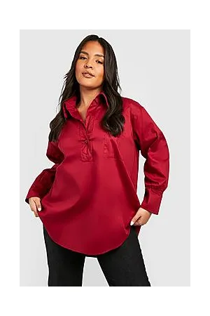 Boohoo Plus Poplin Oversized Tunic Shirt
