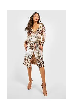Boohoo Sequin Ombre Wrap Midi Party Dress