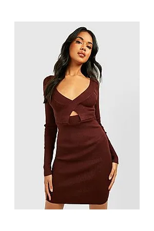 Boohoo Cut Out Detail Knitted Midi Dress