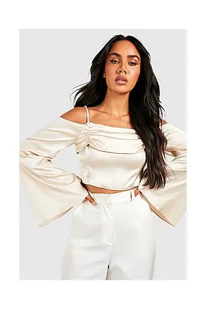 Boohoo Satin Drape Tie Side Blouse