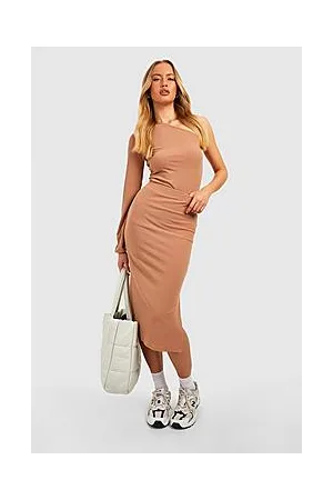 Boohoo Tall Knitted Rib Split Front Mix And Match Midi Skirt