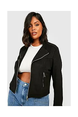 Boohoo Plus Suede Zip Front Biker Jacket