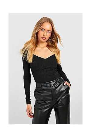 Boohoo Tall Rib Longsleeve Corset Top