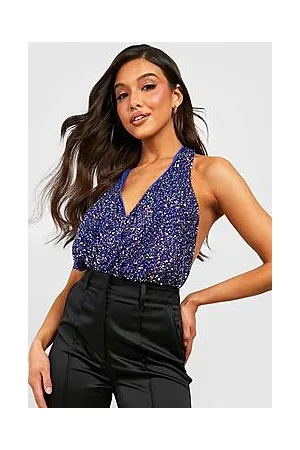 Boohoo Halter Drape Wrap Bodysuit