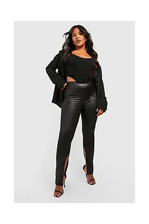 Boohoo Plus Wet Look High Waisted Split Hem Leggings