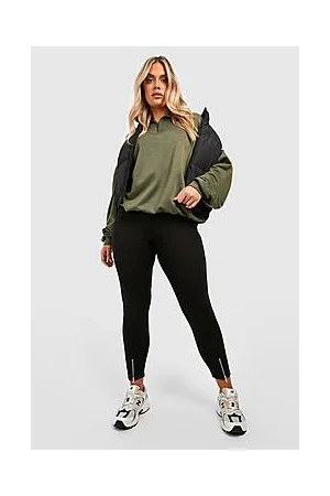 Boohoo Plus Jersey V Zip Hem Legging