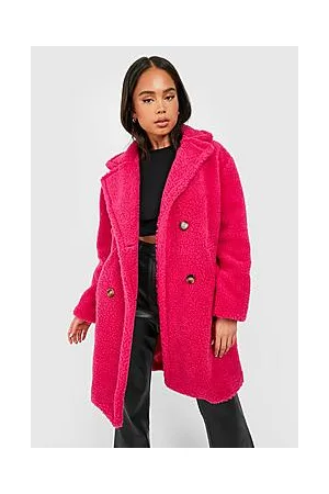 Boohoo Petite Double Breasted Teddy Fur Coat