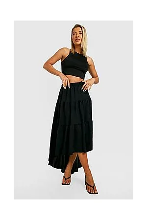 Boohoo Drop Hem Tiered Maxi Skirt