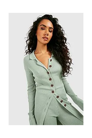 Boohoo Long Cardigan And Wide Leg Knitted Set