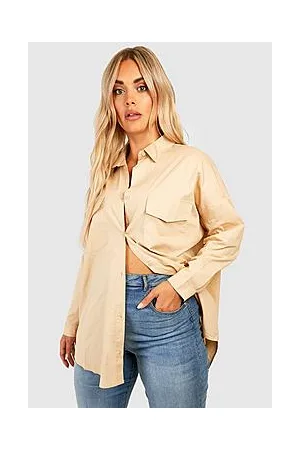 Boohoo Plus Poplin Utility Oversized Shirt