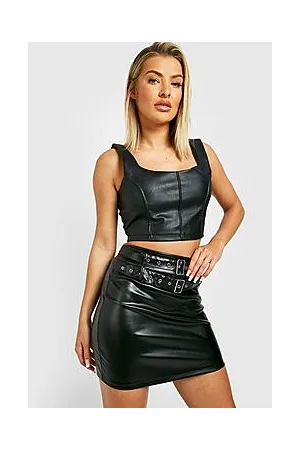 Boohoo Buckle Belted Pu Micro Mini Skirt