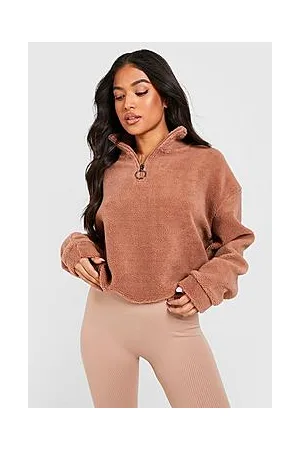 Boohoo Petite Borg Half Zip Up Sweat