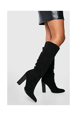 Boohoo Knee High Stack Heel Detail Boots