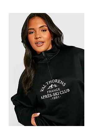 Boohoo Plus Ski Club Half Zip Sweatshirt