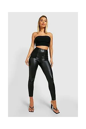Boohoo High Waisted Contour Panel Wet Look Leggings