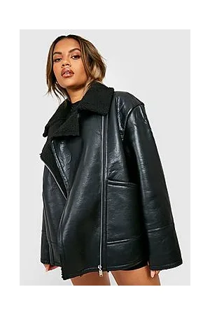 Boohoo Plus Borg Collar Aviator Jacket