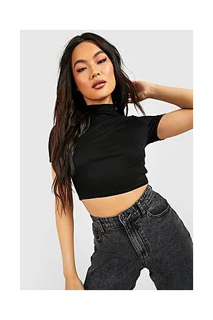 Boohoo High Neck Short Sleeve Crop