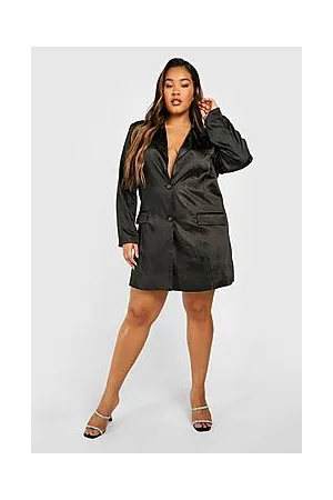 Boohoo Plus Shimmer Satin Blazer Dress