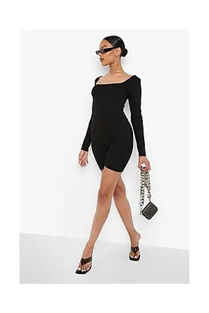 Boohoo Basic Square Neck Long Sleeve Unitard