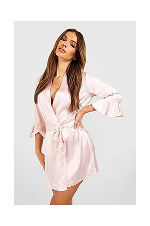 Boohoo Frill Hem Satin Robe