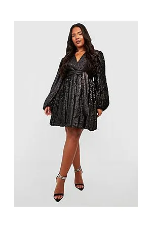 Boohoo Plus Sequin Extreme Blouson Skater Dress
