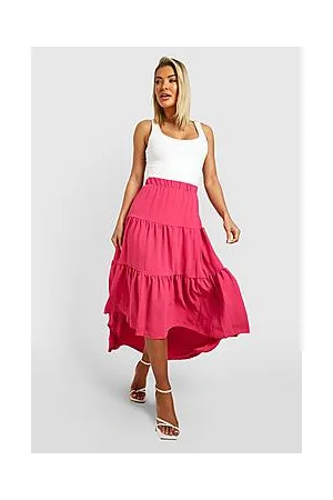 Boohoo Drop Hem Tiered Maxi Skirt