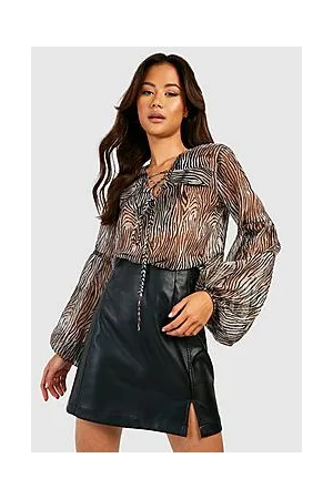 Boohoo Animal Print Chiffon Blouse