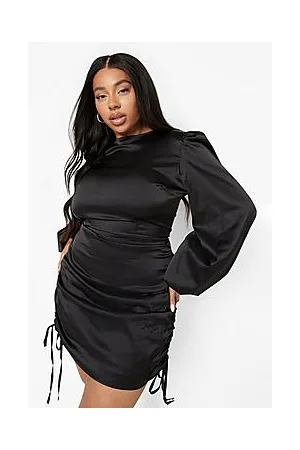 Boohoo Plus Woven Satin Ruched Bodycon Dress