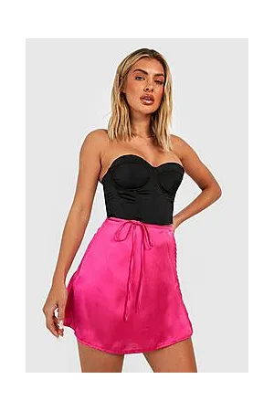 Boohoo Satin Wrap Micro Mini Skirt