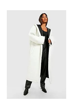 Boohoo Faux Leather Lined Maxi Teddy Coat