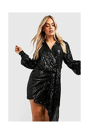 Boohoo Plus Bright Sequin Wrap Dress