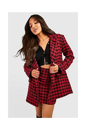 Boohoo Premium Dogtooth Boucle Tailored Blazer