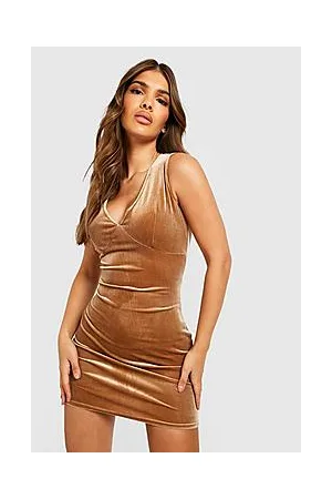 Boohoo Velvet Plunge Sleeveless Mini Party Dress