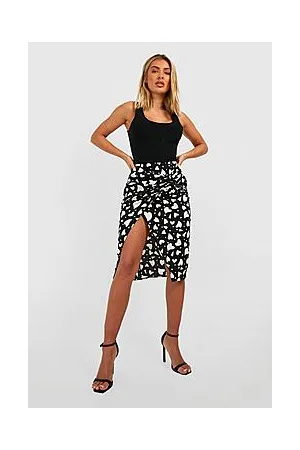 Boohoo Animal Printed Wrap Midi Skirt