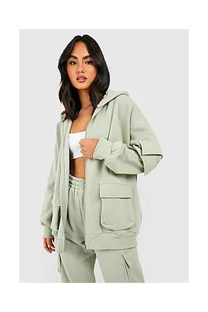 Boohoo Cargo Pocket Zip Through Hoodie