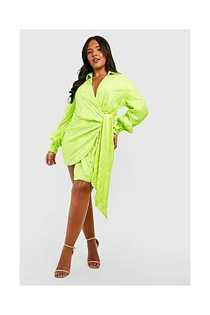 Boohoo Plus Bright Sequin Wrap Dress