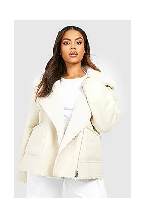 Boohoo Plus Borg Collar Aviator Jacket
