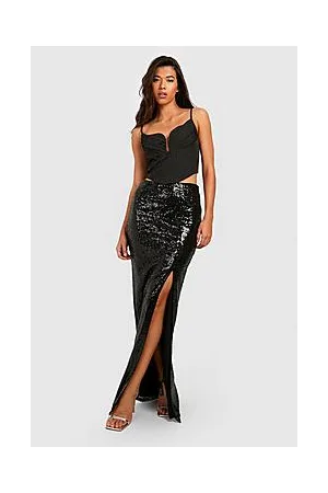 Boohoo Tall Side Slit Sequin Maxi Skirt