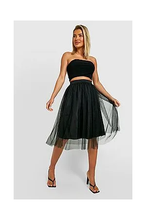 Boohoo Tulle Mesh Midi Skirt