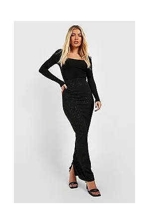 Boohoo Glitter Crepe Slip Maxi Skirt