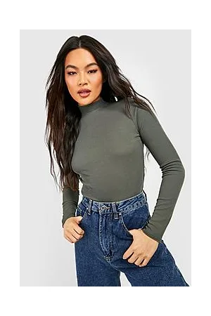 Boohoo High Neck Long Sleeve Rib Bodysuit