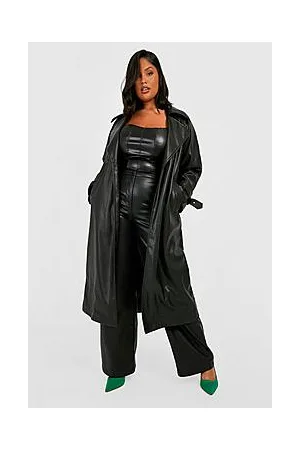Boohoo Plus Pu Buckle Cuff Trench Coat