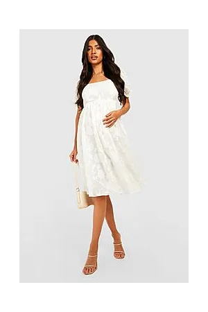 Boohoo Maternity Burnout Floral Puff Sleeve Smock Dress