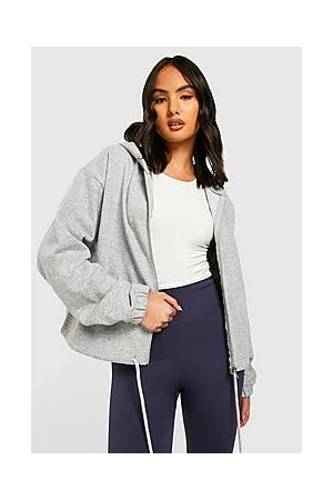 Boohoo Drawstring Hem Zip Through Hoodie