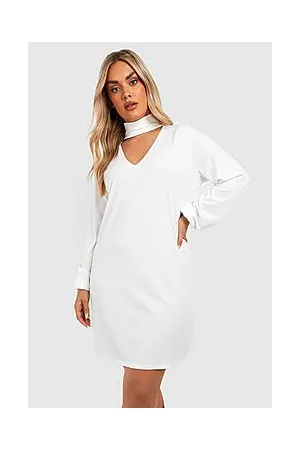 Boohoo Plus Soft Knitted Rib Choker Jumper Dress