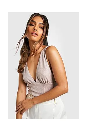 Boohoo Foil Effect Corset Bodysuit