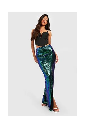 Boohoo Tall Side Slit Sequin Maxi Skirt